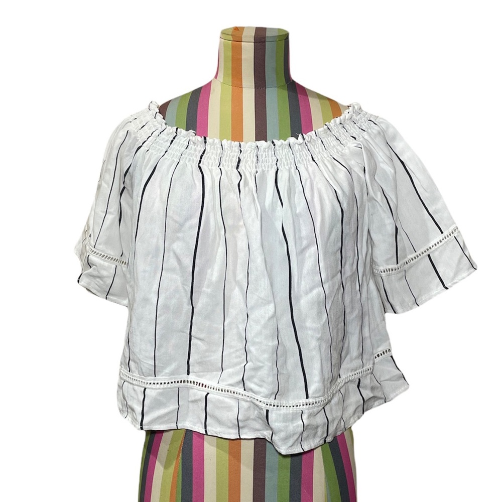 Sadie and Love Striped Off Shoulder Crop Top 0456